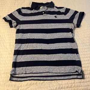 Express Navy/Gray Striped Short Sleeve Pique Polo Size Large
